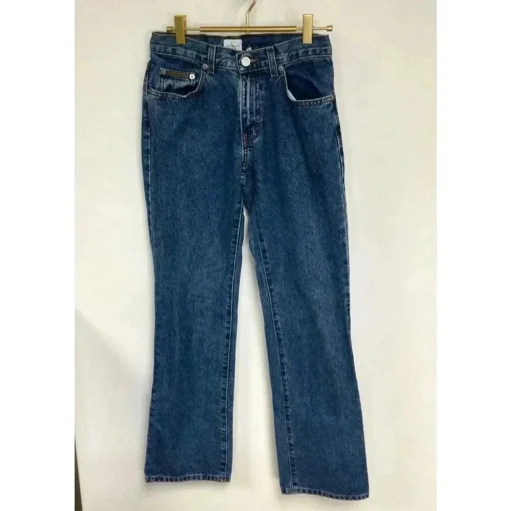 Vintage Calvin Klein Jeans Womens Blue Bootcut Denim Double Stone Wash Size 2‎